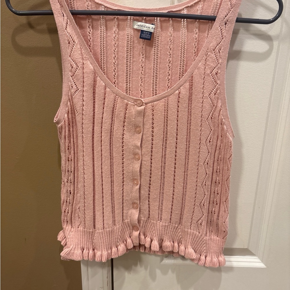 American Eagle Outfitters Light Pink Button-Down Tank